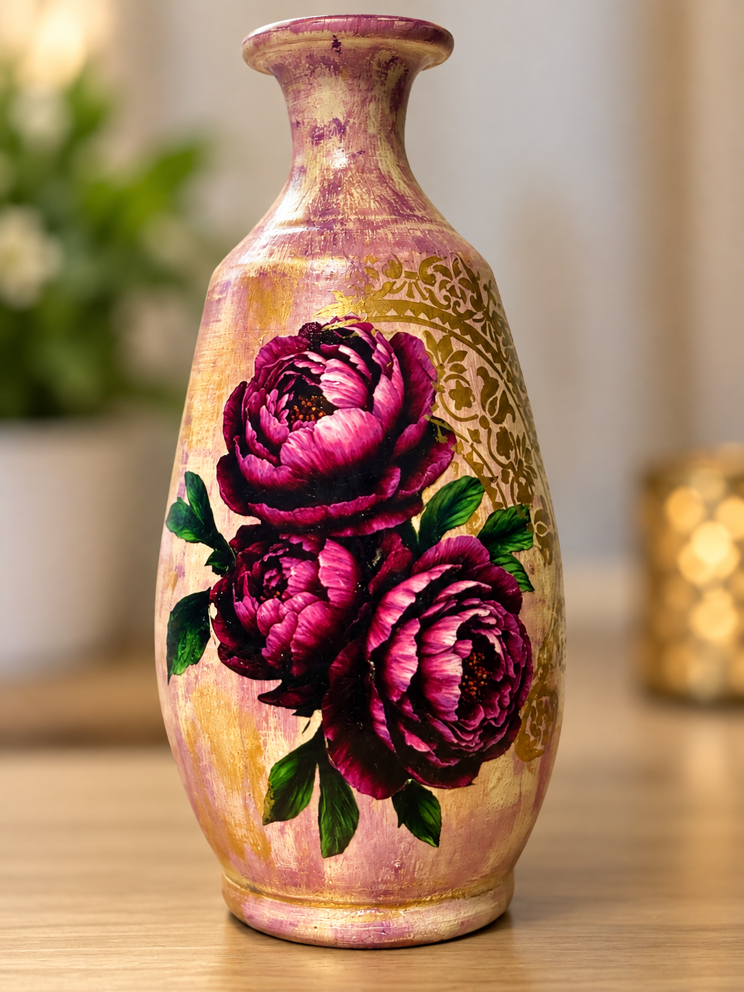 Vintage Blush Peony Decorative Vase