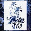 Blue Magnolia Floral Stencil