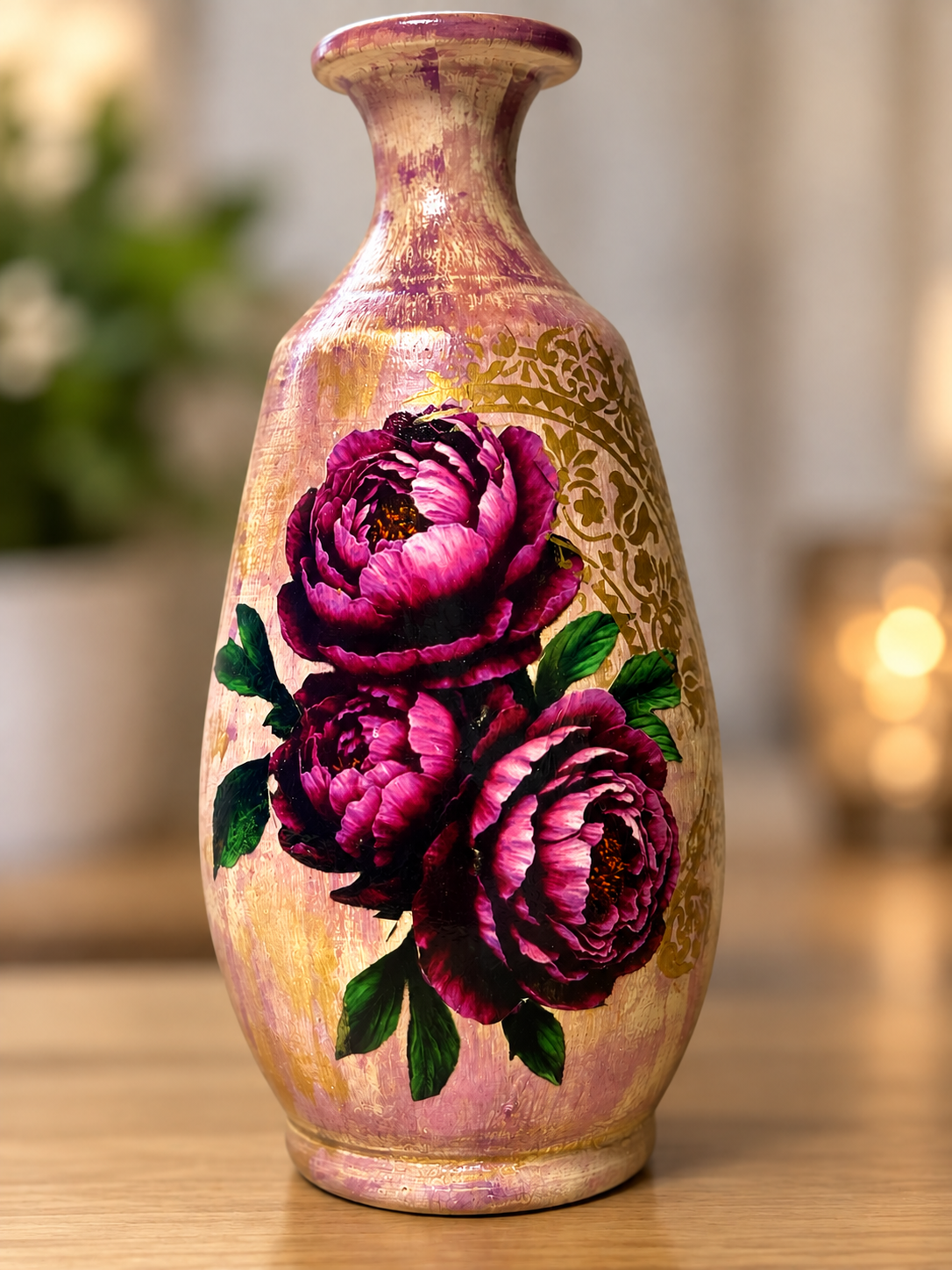 Vintage Blush Peony Decorative Vase