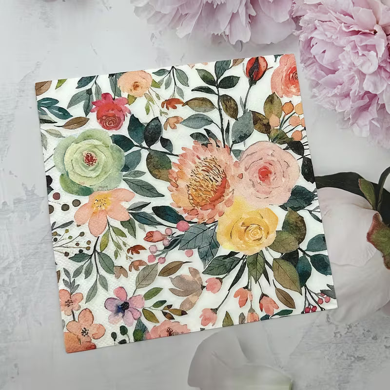 Vintage Floral Decoupage Napkin 1-Piece