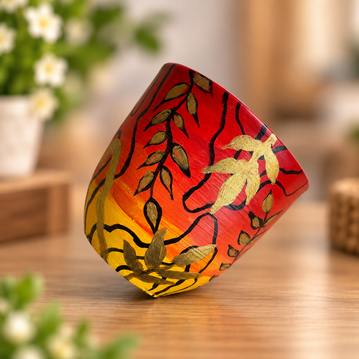 Sunset Botanical Hand-Painted Planting Pot