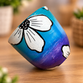 Blue Bloom Hand-Painted Planting Pot