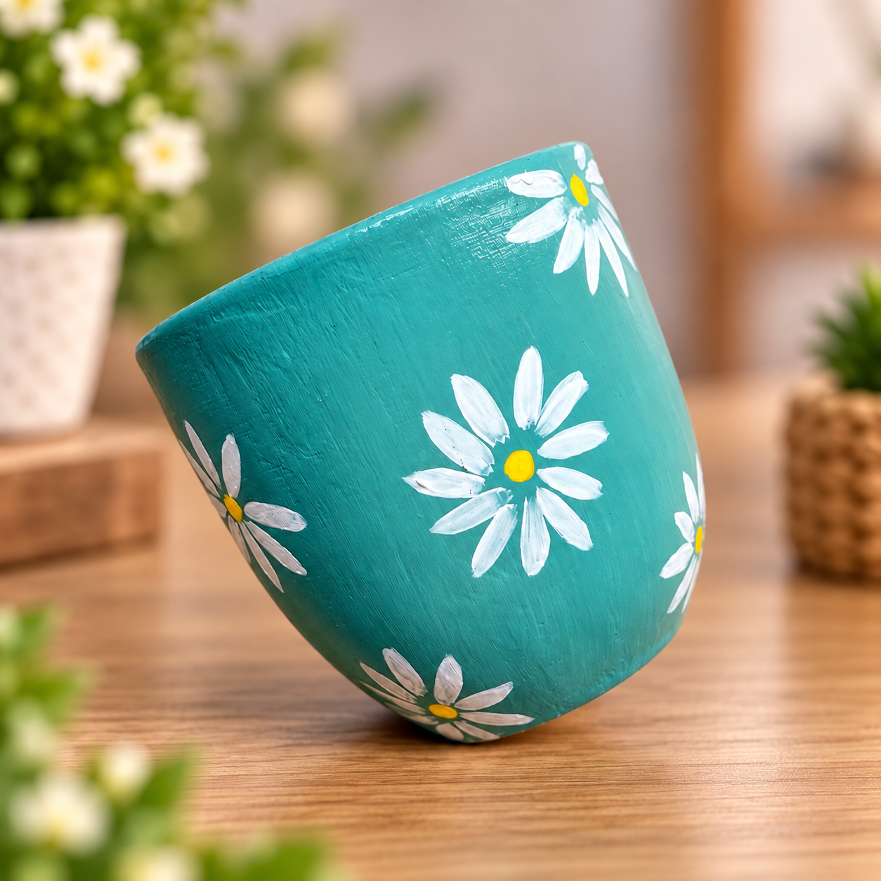 Daisy Bloom Hand-Painted Planting Pot