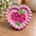 Hand-Painted Pink Floral Heart Trinket Tray