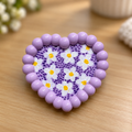 Hand-Painted Lavender Daisy Heart Trinket Tray