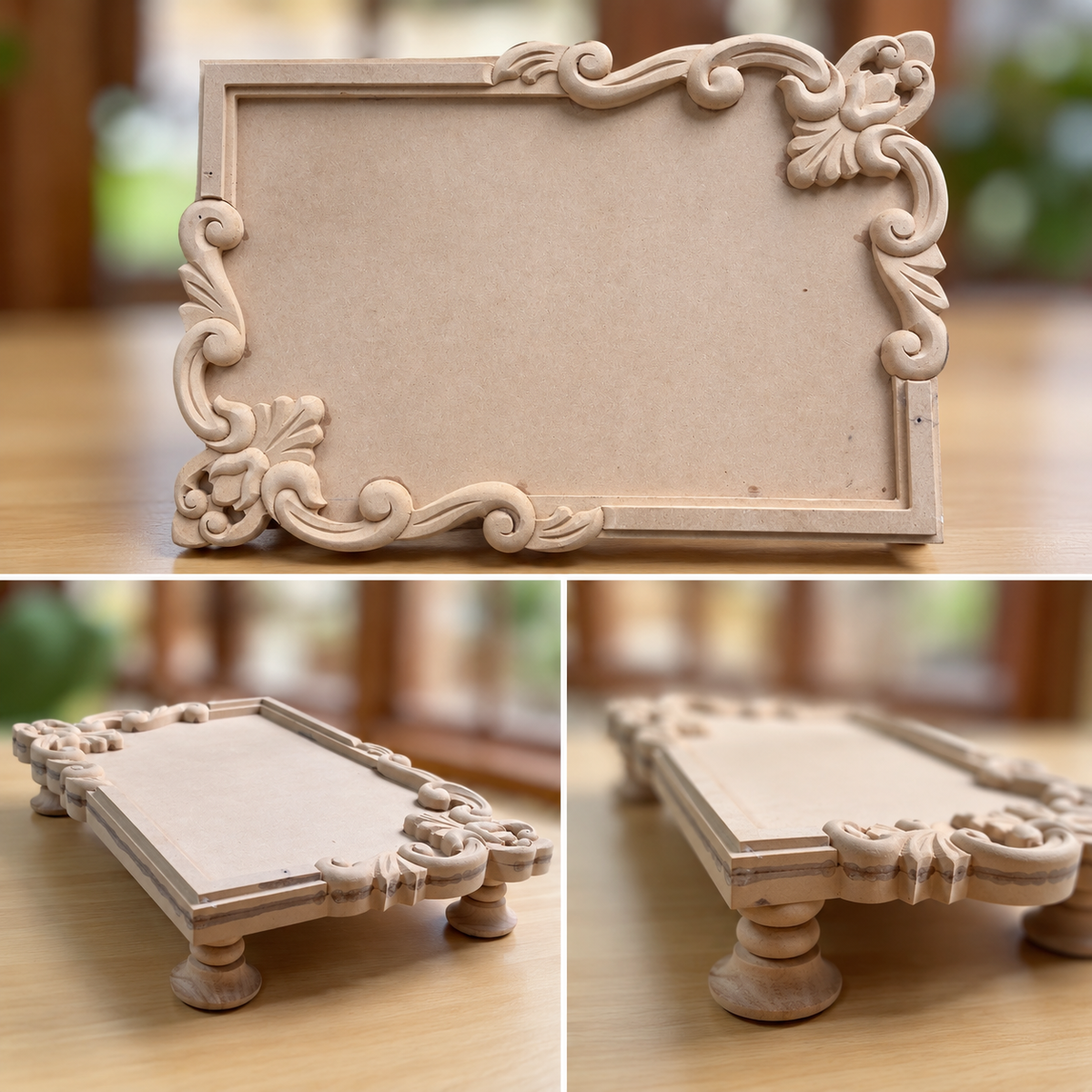 Ornate Floral Carved MDF Riser – 12 × 17 Inches