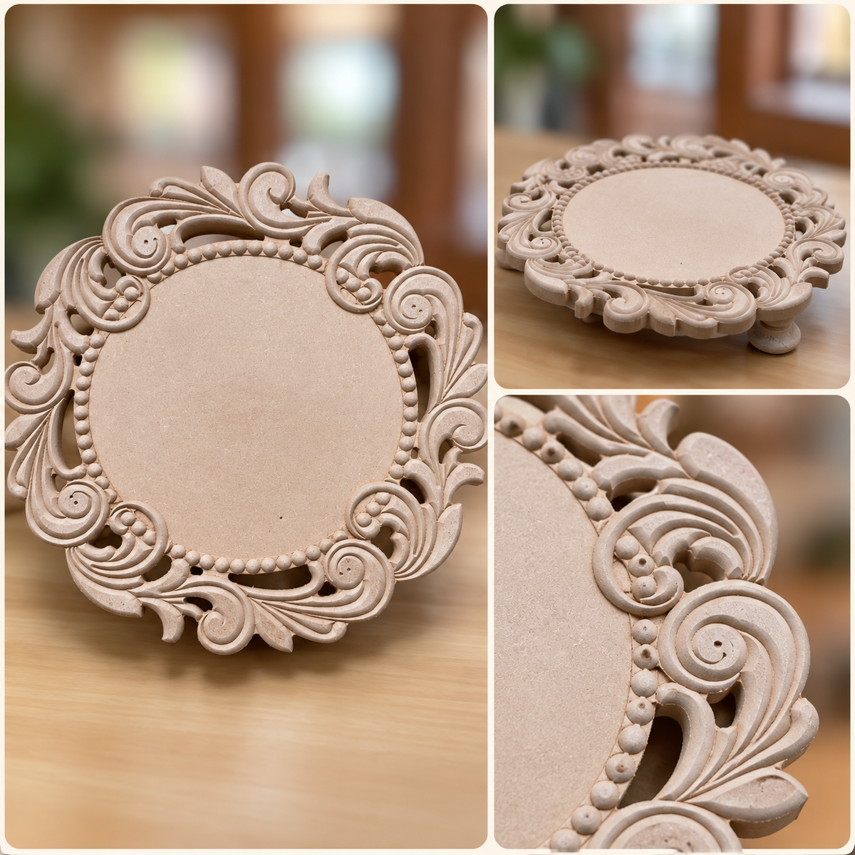 Ornate Round MDF Decorative Table Riser