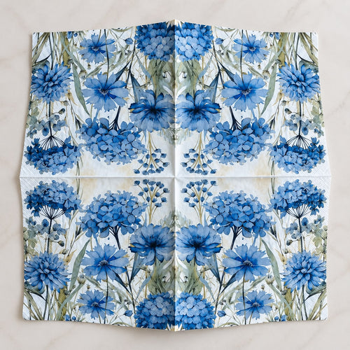 Blue Floral Decoupage Napkin