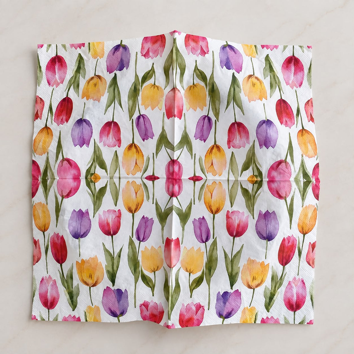 Watercolor Tulip Garden Decoupage Napkin