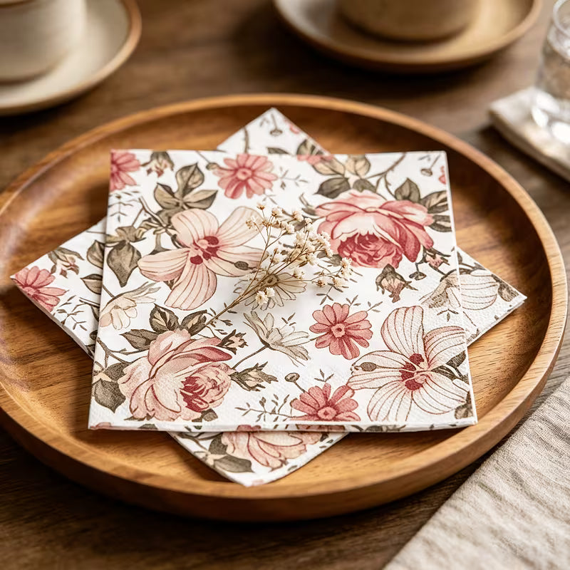 Pink Rose Decoupage Napkin 1-Piece