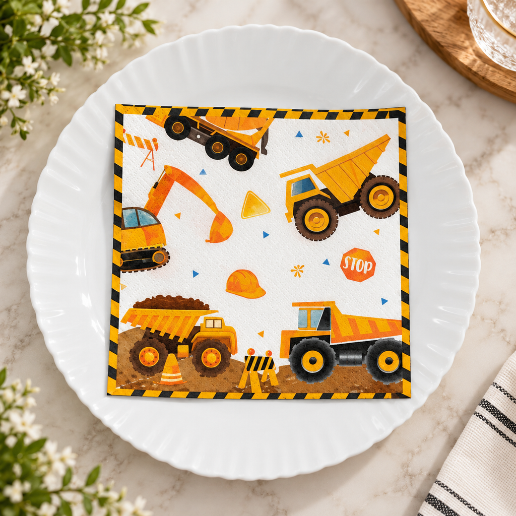 Construction Vehicles Decoupage Napkin